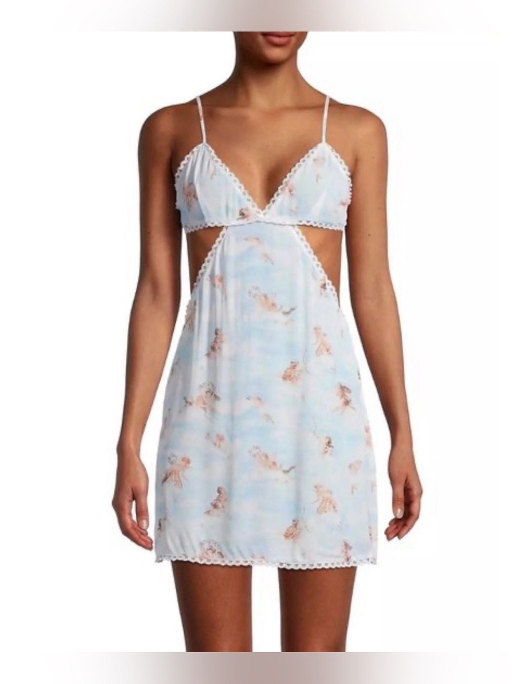 WeWoreWhat Light Blue Floral Cutout Dress Size Large